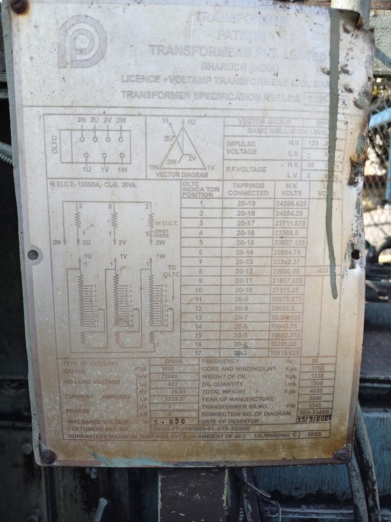1000 KVA Power Transformer detail